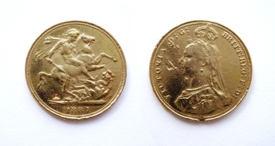 Zlatá mince - Sovereign z roku 1887